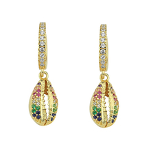 Fashion CZ Stone colorful shell Earrings For Women Beautiful Gold Color Dangle Earring Jewelry pendientes mujer moda 2024 - buy cheap
