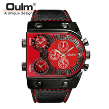 OULM Brand Original Fashion Sport Mens Watches 3 Time Zone Leather Strap Casual Quartz Watch Relogio Masculino Marca Esportivo 2024 - buy cheap