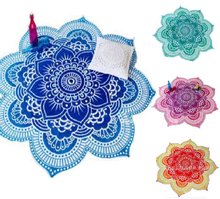 Mantel de mesa de flores de loto, esterilla de Yoga, tapiz de Mandala de la India, manta de playa para cubrir la playa redonda, piscina, manta para el hogar 2024 - compra barato