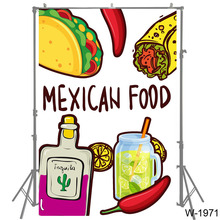 Фон с мексиканской едой для вечеринки, реквизит, Зеленый Кактус, фон для студийной фотосъемки, праздничный фон, баннер для вечеринки 2024 - купить недорого