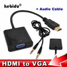 HDMI to VGA Male To Female Adapter Converter + Audio Cable Audio Video 1080p 3D HD HDTV for Laptop Desktop Notebook Monitor 2024 - buy cheap
