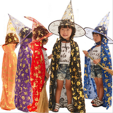 90cm children adult kid halloween party witch  death cloak black red blue orange purple cape hat printing pumpkin bat ghost 2024 - buy cheap