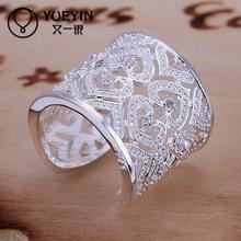 R106  Silver plated new design finger ring for lady heart shape inlaid stones big ring for men couple ring 2024 - buy cheap