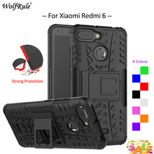 Para capa xiaomi redmi 6 caso wolfrule tpu & suporte para computador armadura pára-choques de proteção de volta caso do telefone para xiaomi redmi 6 capa 5.45' 2024 - compre barato