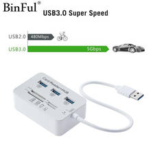 BinFul usb 3.0 hub and Card Reader COMBO high speed hab with MS/SD/M2/TF and with 3 ports usb splitter for computer hub 3.0 2024 - buy cheap