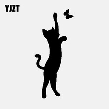 YJZT 6.5CM*14.7CM Car Stickers Cat Kitten Pet Animal Butterfly Art Vinyl Decals  Black/Silver C24-0155 2024 - buy cheap