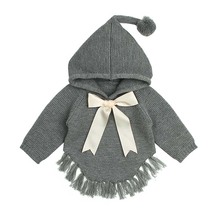 2018 Autumn Baby Girls Cape Sweaters Hooded Children Knitted Cardigans with Fringe Toddler Outerwear Coats Infant Clothes RT143 2024 - buy cheap