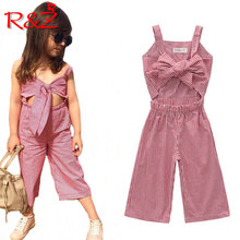 R&Z 2019 summer new European and American fashion girls jumpsuit striped sling big bow trousers 2024 - buy cheap