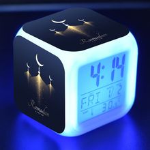 Happy Ramadan Mubarak Islamic Party Model LED Desk Clock Alarm Colorful Light Eid Ramadan Mubarak Figure Toys 2024 - buy cheap