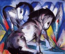 Two Horses by Franz Marc oil painting canvas reproduction High quality hand painted abstract modern art for room decor 2024 - buy cheap