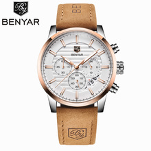 BENYAR Men's Watches Watch Men / Gold / Military / Sports / Watch Luxury Men's Quartz Watch Leather Waterproof Relogio Masculino 2024 - buy cheap