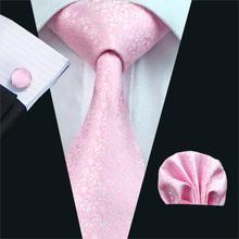 FA-327 мужской галстук розовый цветочный Шелковый жаккардовый тканый классический галстук Hanky запонки набор для мужчин Бизнес Свадебная вечеринка Бесплатная доставка 2024 - купить недорого