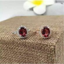 Garnet earring Free shipping Natural real garnet 925 sterling silver earrings 5*7mm 2024 - buy cheap