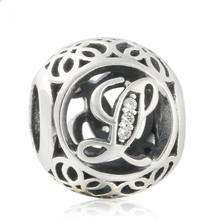 New 925-sterling-silver Openwork Letter L Charm Vintage Alphabet Beads For Jewelry Making Fit Original Brand Bracelet 2024 - buy cheap