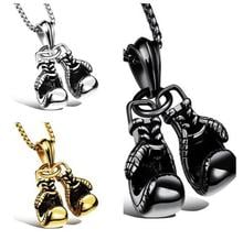 2pcs/set Hotsale  Gold/Black Boxing Glove Stainless Steel Pendant Men's Biker Necklace 24'' chain 2024 - buy cheap