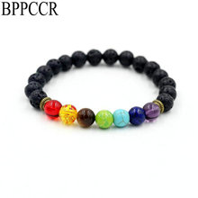 BPPCCR 7 Chakra Beads Healing Lava Stone Strand Bracelets For Men Love Pulseras Reiki Yoga Bracelet Mujer Masculino Jewelry 2024 - buy cheap