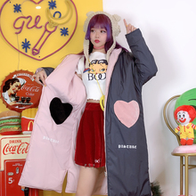 Double side wear sweet love medium length cotton clip soft girl hooded  girl's heart coats parkas coat 2024 - buy cheap