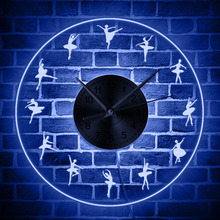 Ballerina LED Wall Clock Iconic Dancers Acrylic Edge Lit Transparent Decorative Clock Wall Watch With Multi Colors Backlights 2024 - buy cheap