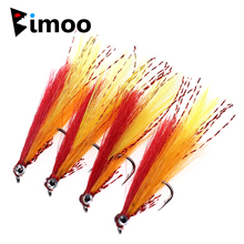 Bimoo 4PCS #6 Orange & Red Streamer Fly Minnow Bait Fish Artificial Trout Fly Fishing Lure 2024 - buy cheap
