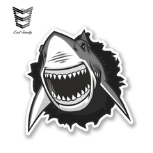 EARLFAMILY 13cm x 13cm Great White Shark Car Sticker Vinyl Laptop Helmet Car Bike Surf Stickers Waterproof 3D Styling Torn Decal 2024 - buy cheap