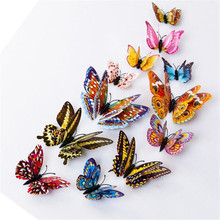 12 шт., декоративные настенные наклейки в виде бабочек 2024 - купить недорого
