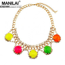 MANILAI-collares circulares a la moda, gargantilla de neón, cuentas de resinas de caramelo, diamantes de imitación cruzados, colgantes, joyería estampadora CE869 2024 - compra barato