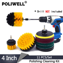 POLIWELL 11 pçs/set Power Scrubber Escova + Lixa + Esfregões de Limpeza Polimento de Carro Kit Banheiro Limpo para Elétrica broca 2024 - compre barato