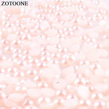 ZOTOONE 1000Pcs Light Pink ABS Resin Half Round Pearls Glue On Rhinestones For Nail Clothes Flatback Crystal Strass Applique E 2024 - buy cheap