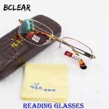 BCLEAR half rim men reading glasses presbyopic magnifying glasses aspherical radiation fatigue coating good quality +1.00~+4.00 2024 - buy cheap