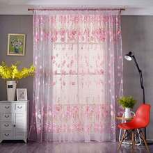 Tulip Pattern Sheer flower curtain Burnout Tulle Voile Fabric Transparent for living room window treatment window screening 2024 - buy cheap