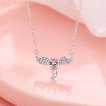 Angel Wings Three Colors Crystal 925 Sterling Silver Clavicle Chain Sweet Temperament Personality Female Necklace SNE303 2024 - buy cheap