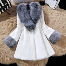 Abrigo de piel sintética de visón con Cuello de piel para mujer, chaqueta de invierno de lujo, chaleco de piel, S-4XL, 2021 2024 - compra barato