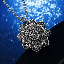 Vintage Alloy Mandala Lotus Flower Pendant Necklaces For Women Charm Leather Chain Amulet Religious loto fiore Unisex Jewelry 2024 - buy cheap