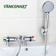 YANKSMART Brass Bathroom Thermostatic Faucets Deck Mounted Washroom Shower Valve bathtub Mixer Tap 2024 - buy cheap