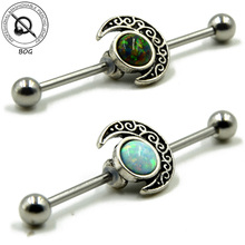 Piercing Industrial-óculo de la luna con 3 uds, acero inoxidable, Barbells, Hélix, cartílago de oreja, joyería corporal 2024 - compra barato