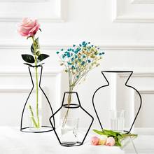 JX-LCLYL минималистский абстракция Железный сушеные ваза для цветов и не гладить линия цветок, растение, свадебная брошь, подставка для вазы Творческий дом Декор 2024 - купить недорого