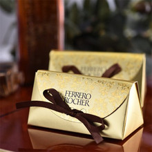 1000pcs/lot New design Gold Paper Candy Boxes Chocolate Box for Guest Wedding Favor Gift Sweet Box with Ribborns 2024 - buy cheap