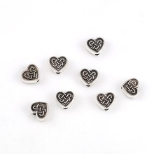 DoreenBeads Zinc Based Alloy Spacer Beads Heart Silver Color Carved 9mm( 3/8") x 8mm( 3/8"), Hole: Approx 2mm, 50 PCs 2024 - buy cheap