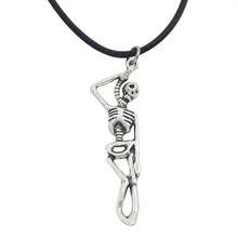 Punk Gothic Skeleton Pendant Necklace Hip Hop Vintage Skull Necklaces For Men Leather Rope Necklace Mens Jewelry 2024 - buy cheap