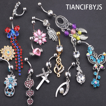 TIANCIFBYJS mix 20pcs Jeweled Style Belly Button Ring Body Piercing Jewelry Navel Piercing 316L Stainless steel Belly  Earrings 2024 - buy cheap