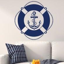 Adesivos de parede estilo oceano, grande âncora, decoração especial de quarto para crianças, vinil, decalques de parede, navio, padrão de âncora de vela 2024 - compre barato