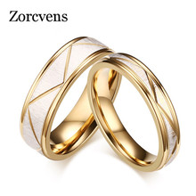 ZORCVENS New Fashion Gold-color Wedding Bands Rings for Love Matte Finish Stainless Steel Women Men Ring Jewelry 2024 - buy cheap