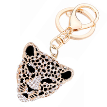 Fashion Rhinestone Animals Leopard Head Keyring Keychain Creative Charm Key Holder Ring llaveros for Girl Bag Jewelry Gift R036 2024 - buy cheap