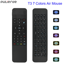 PULIERDE-teclado inalámbrico T3 2,4 GHz, periférico inalámbrico en inglés, Control remoto extendido, retroiluminado en 7 colores, Mini Air Mouse para TV BOX 2024 - compra barato