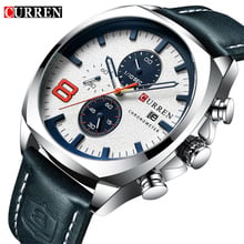 CURREN Top Brand Men's Military Sport Watch Men Leather Chronograph Quartz Wristwatch Calendar Male Clock Relogio Masculino 2024 - buy cheap