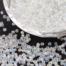 Clear Glass Seed Beads jewelry diy making, Trans Colors Rainbow, Round, about 2mm in diameter, hole:1mm, about 30000pcs/pound 2024 - buy cheap