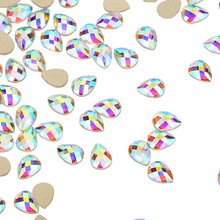 Diamantes de imitación con forma de gota de lluvia para boda, Cristal AB, parte trasera plana, arte de uñas de cristal, cuentas de diseño con personalidad, 6x8mm, 30 Uds. 2024 - compra barato