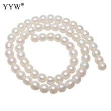 Cuentas sueltas de perlas de patata blanca para hacer joyas, abalorios de 7-8mm de grado AA para hacer collares, pulseras y collares DIY 2024 - compra barato