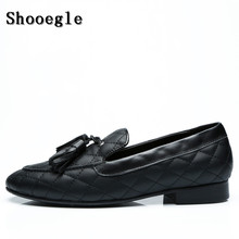 Shooegle men deslizamento-on xadrez borla sapatos moda de alta qualidade mocassins rua fumar sapatos personalizados sapatos de negócios Eu38-EU46 2024 - compre barato