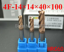 4F-14*14*40*100, HRC60, Espiral Ferramentas Bit Fresagem CNC Carbide flat End mills Router bits, a ferramenta de torno, chato bar, cnc, máquina de 2024 - compre barato